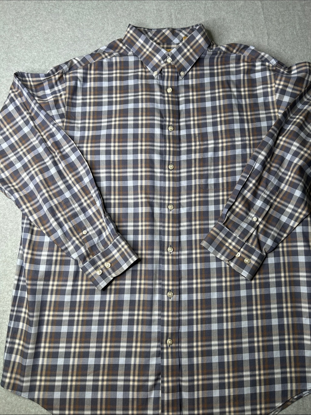 Gold Label Plaid Button-Down Shirt in Blue and Brown 2XT